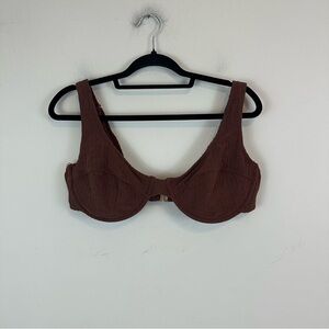 OchreLane | Brown Ribbed Material V-Neck Bikini Top Size 4XL